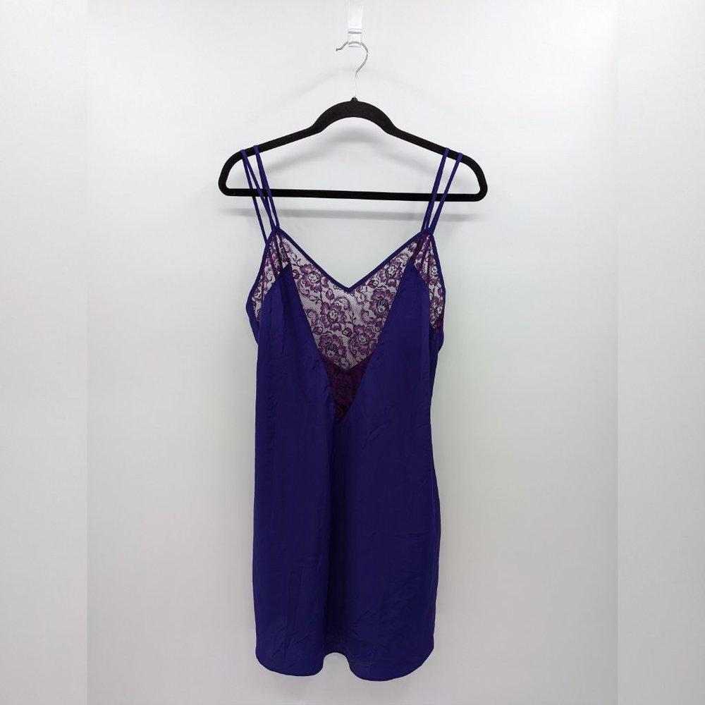 VTG Victoria Secret Gold Label Purple Lace Chemise Nightgown M